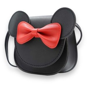 Toddler Kids Mini Crossbody Purse Minnie Mouse Black with Red Bow